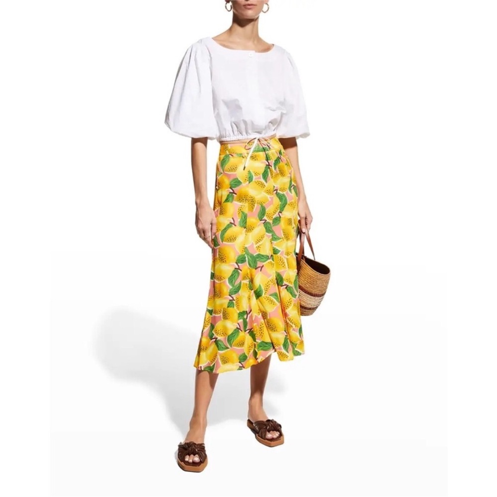 FARM Rio Yellow Pineapple Print Midi Skirt